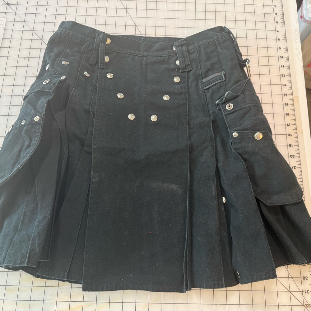 Men's Black UtiliKilt with Stud Accents and heavy Canvas